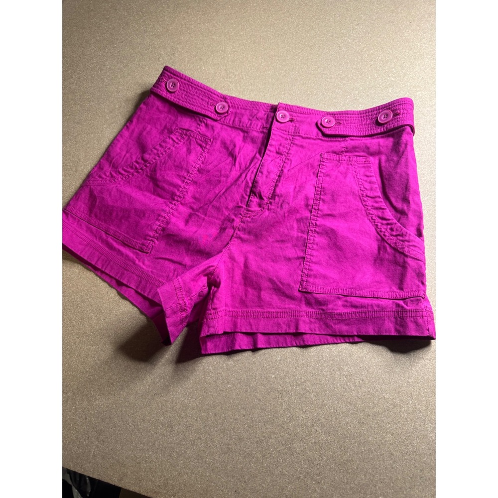 Maeve Anthropologie Magenta Pink Linen Blend Utility Shorts Women Size 12